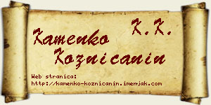 Kamenko Kozničanin vizit kartica